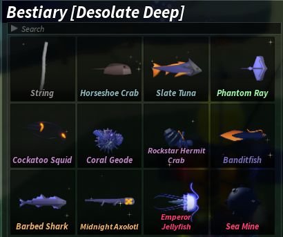 Desolate Deep Bestiary